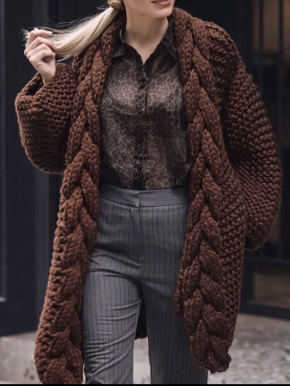 Women's Casual Solid Color Cardigan, Autumn/Winter